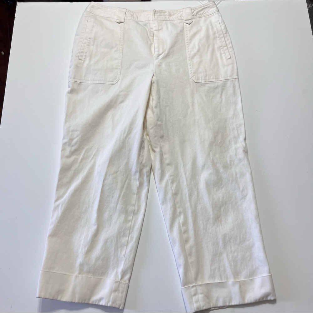 Rafaella White Cuffed Trousers Relaxed Fit Size 12